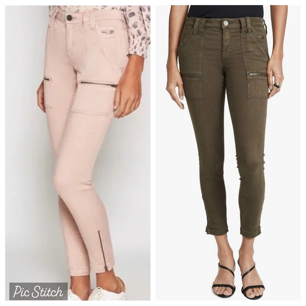 Joie Slim Cargo Ankle Jeans in Blush and Olive